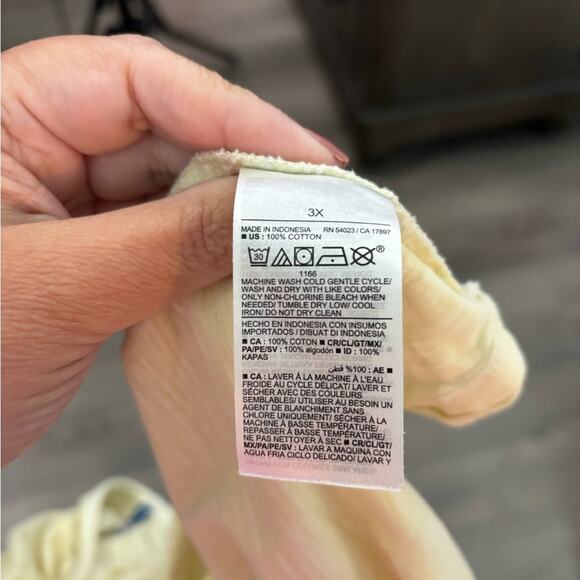 Old Navy Yellow V Neck Button Front Short Sleeve Cotton Top 3X - Picture 7 of 7